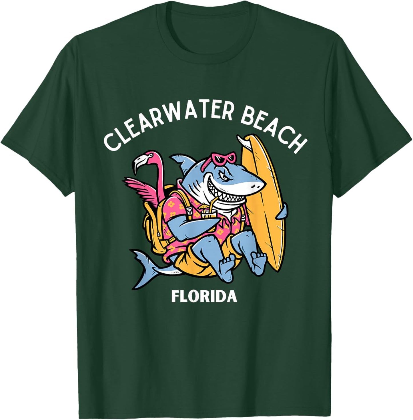 Fun Shark Design Clearwater Beach Florida T-Shirt - T-Shirt | Forest