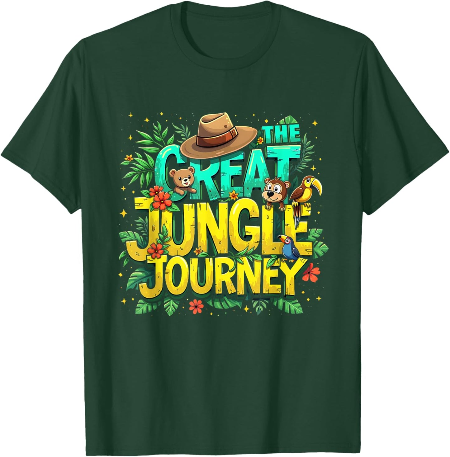 Retro The Great Jungle Journey Adventure Theme VBS Costume T-Shirt - T-Shirt | Forest