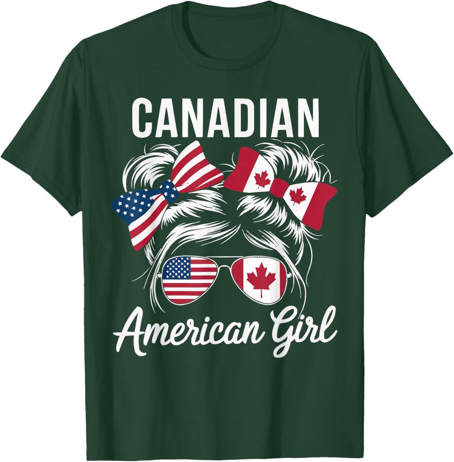 Half American Half Canadian USA Flag Canada America T-Shirt - T-Shirt | Forest