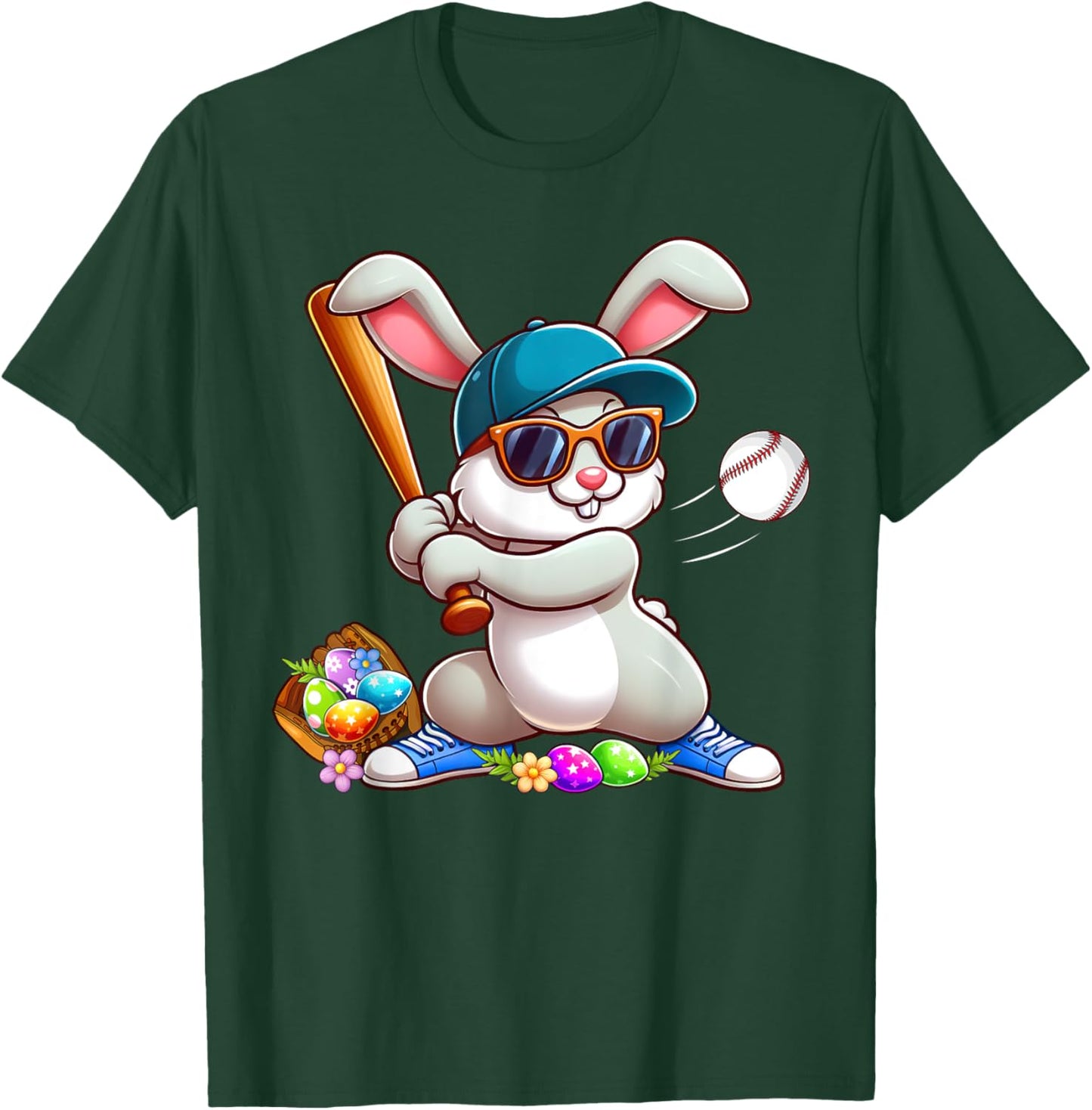 Funny Baseball Bunny Easter Shirts For Kids Boys Toddlers T-Shirt - T-Shirt | Forest