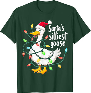 Santa's Silliest Goose Funny Christmas T-Shirt - T-Shirt | Forest