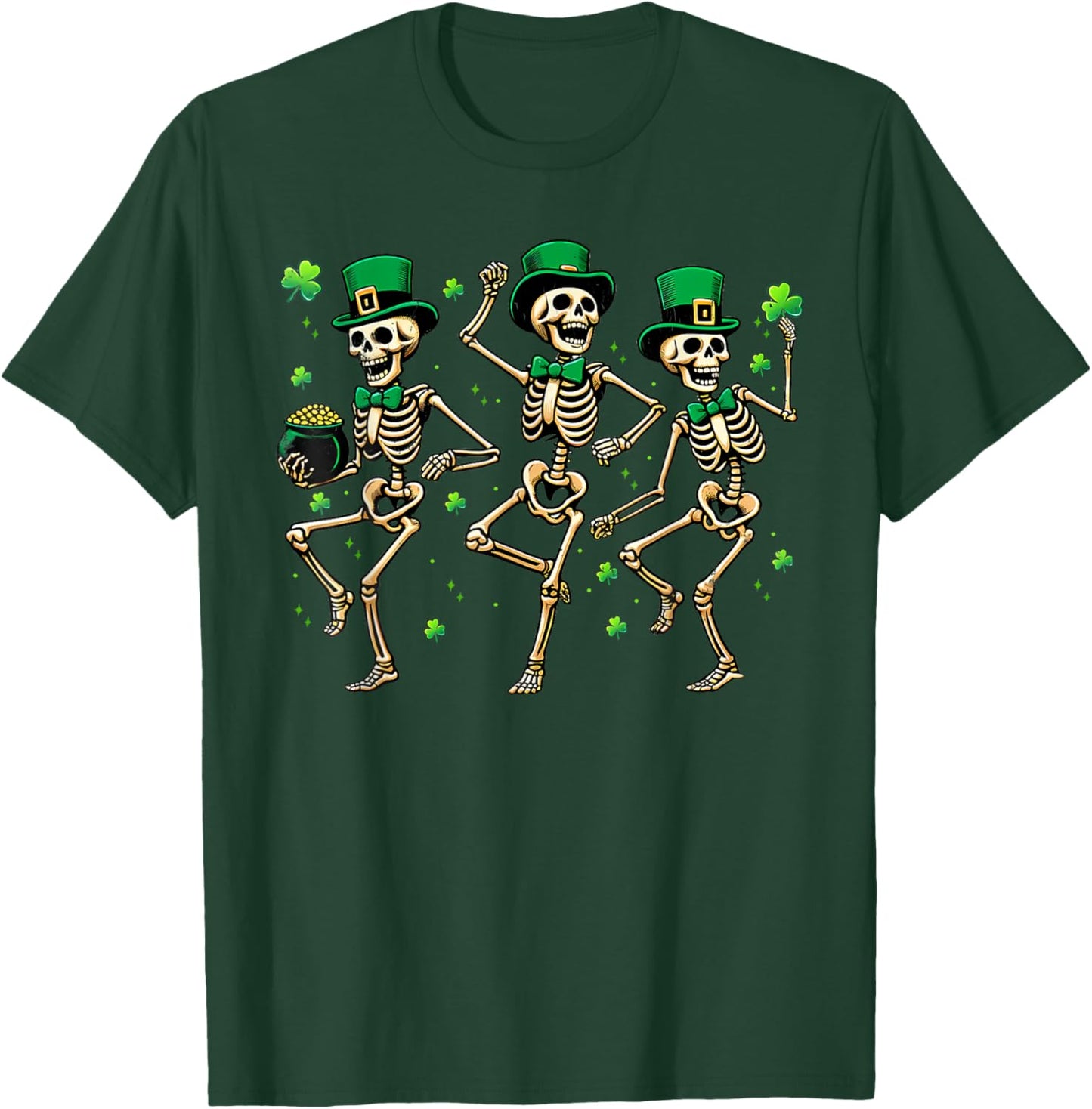 Skeleton Leperchaun Funny Skeleton Dancing St Patricks Day T-Shirt - T-Shirt | Forest