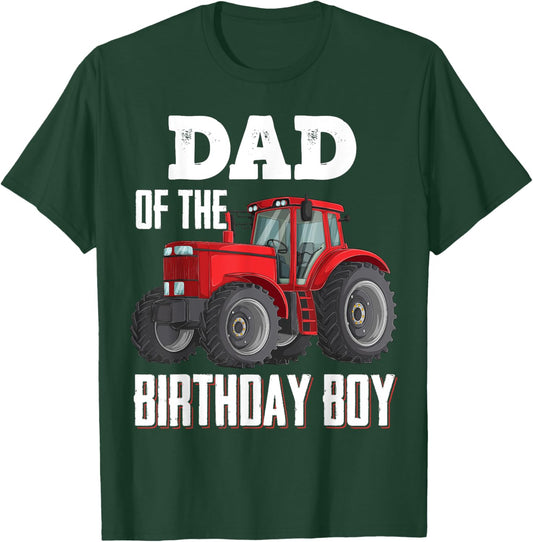 Dad Of The Birthday Boy Family Tractors Farm Trucks Bday T-Shirt - T-Shirt | Forest