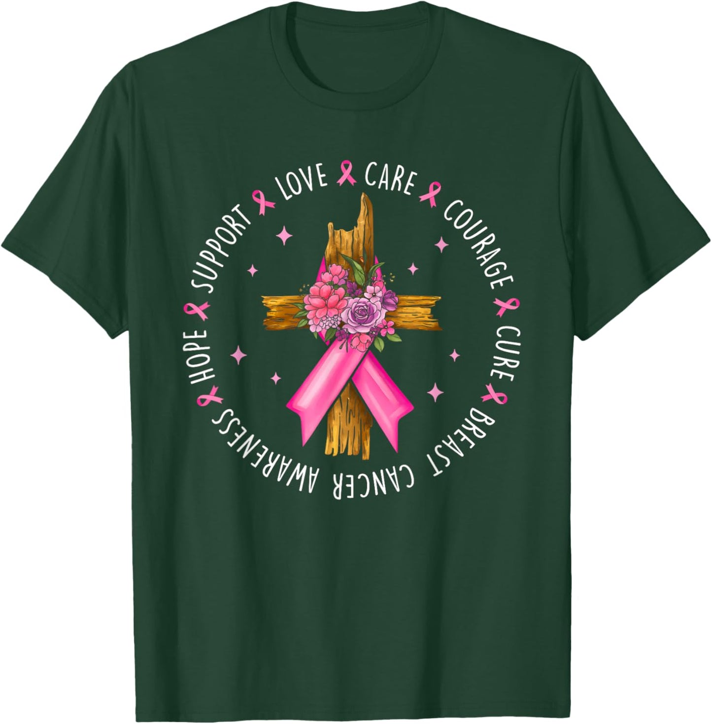 Breast Cancer Support Pink Ribbon Breast Cancer Awareness T-Shirt - T-Shirt | Forest
