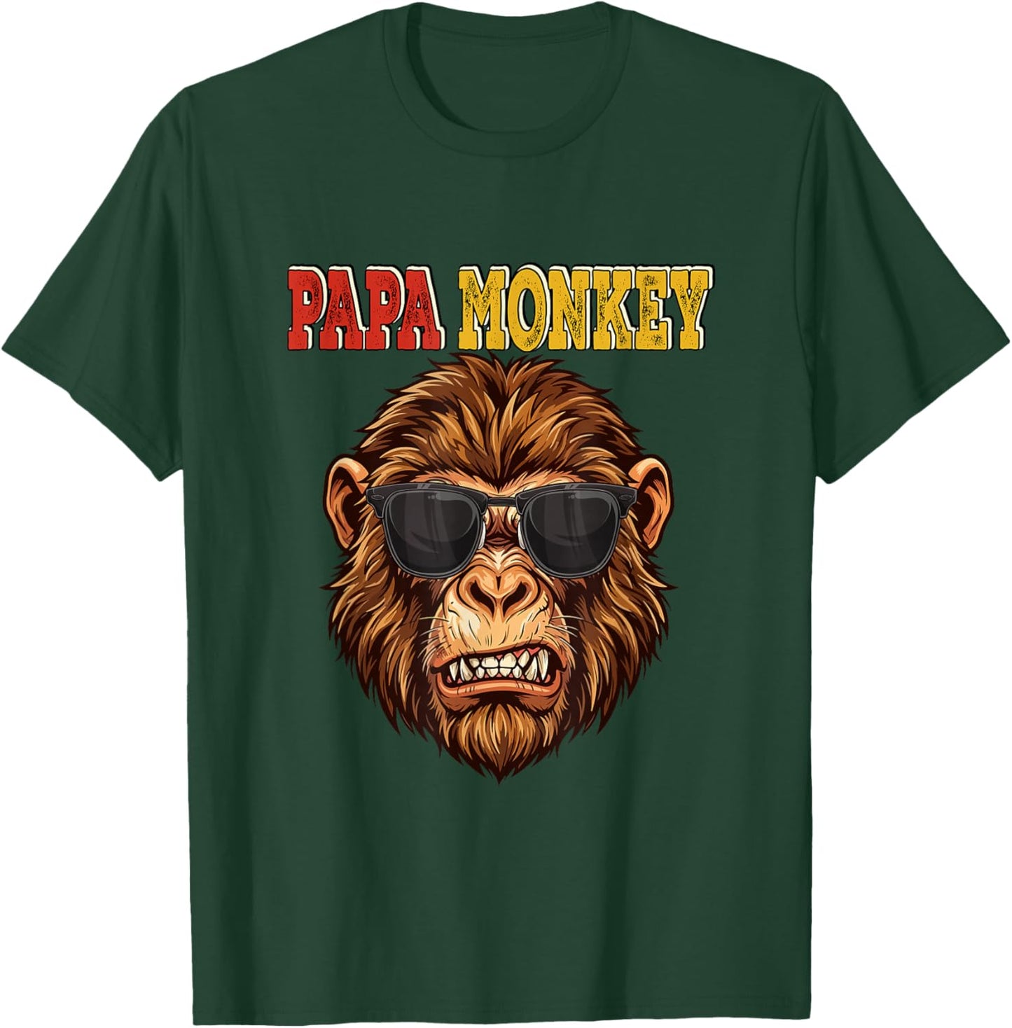 Papa Costume Monkey Sunglasses Father's Day Funny Family T-Shirt - T-Shirt | Forest