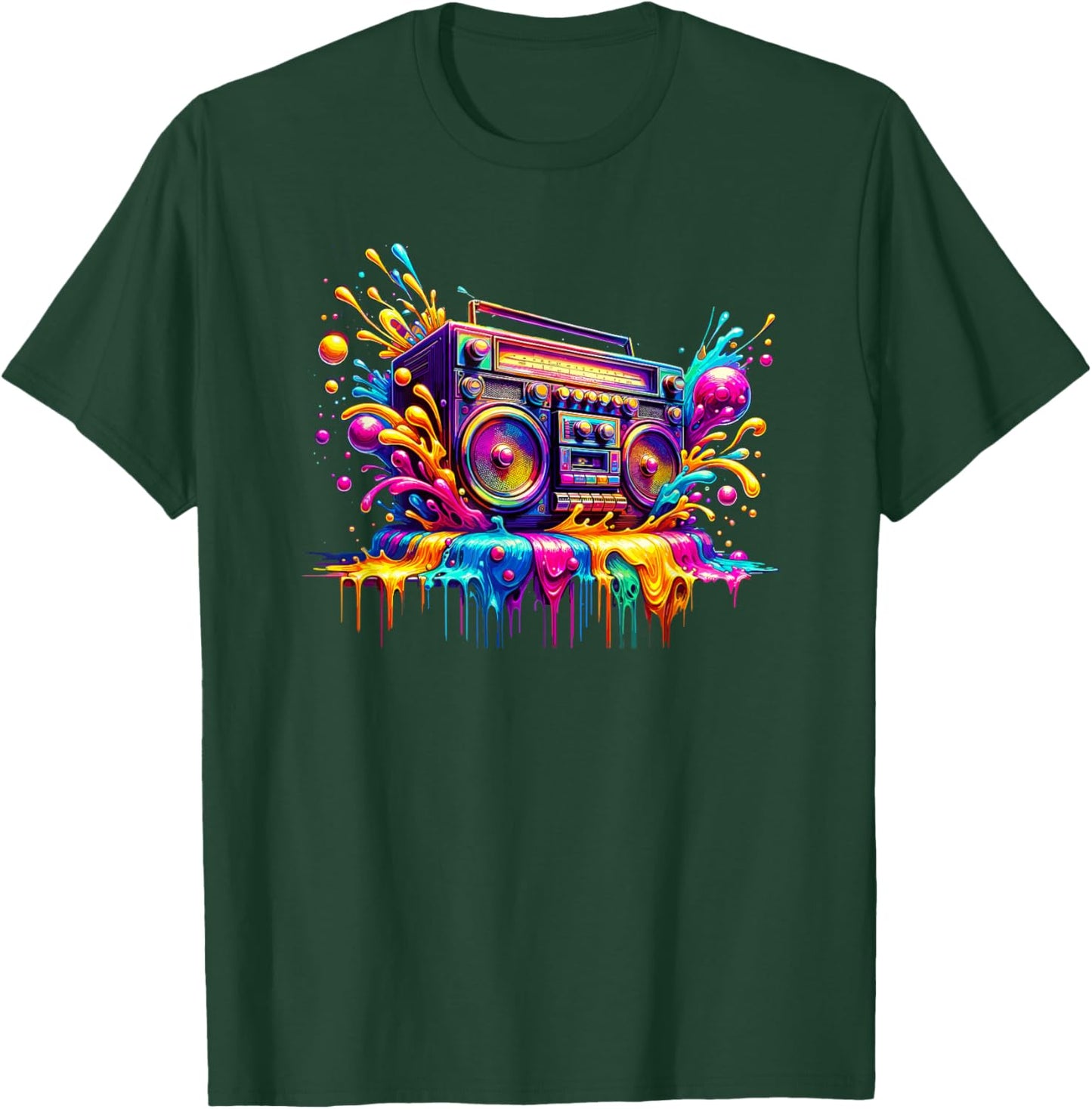 Splash Art Boombox Old School 80s Music Hip Hop T-Shirt - T-Shirt | Forest