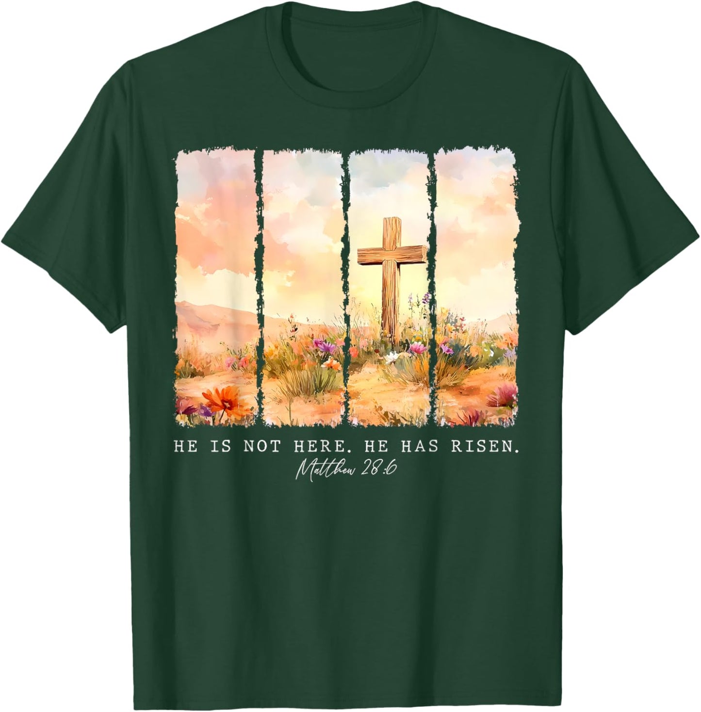 He Is Risen Christian Wildflower Happy Easter Women Girls T-Shirt - T-Shirt | Forest