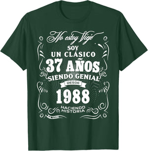 Vintage 37th Birthday Men Funny 1988 37 Birthday Spanish T-Shirt - T-Shirt | Forest