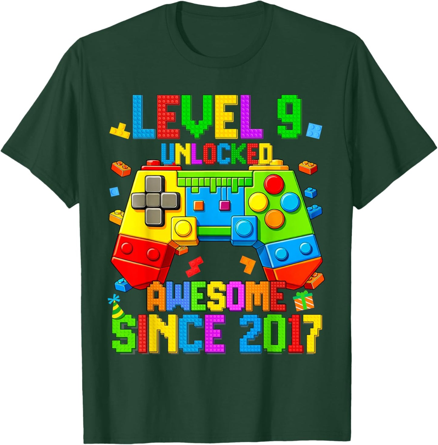 Level 9 Unlocked Awesome Building Brick Birthday Men Boy Kid T-Shirt - T-Shirt | Forest