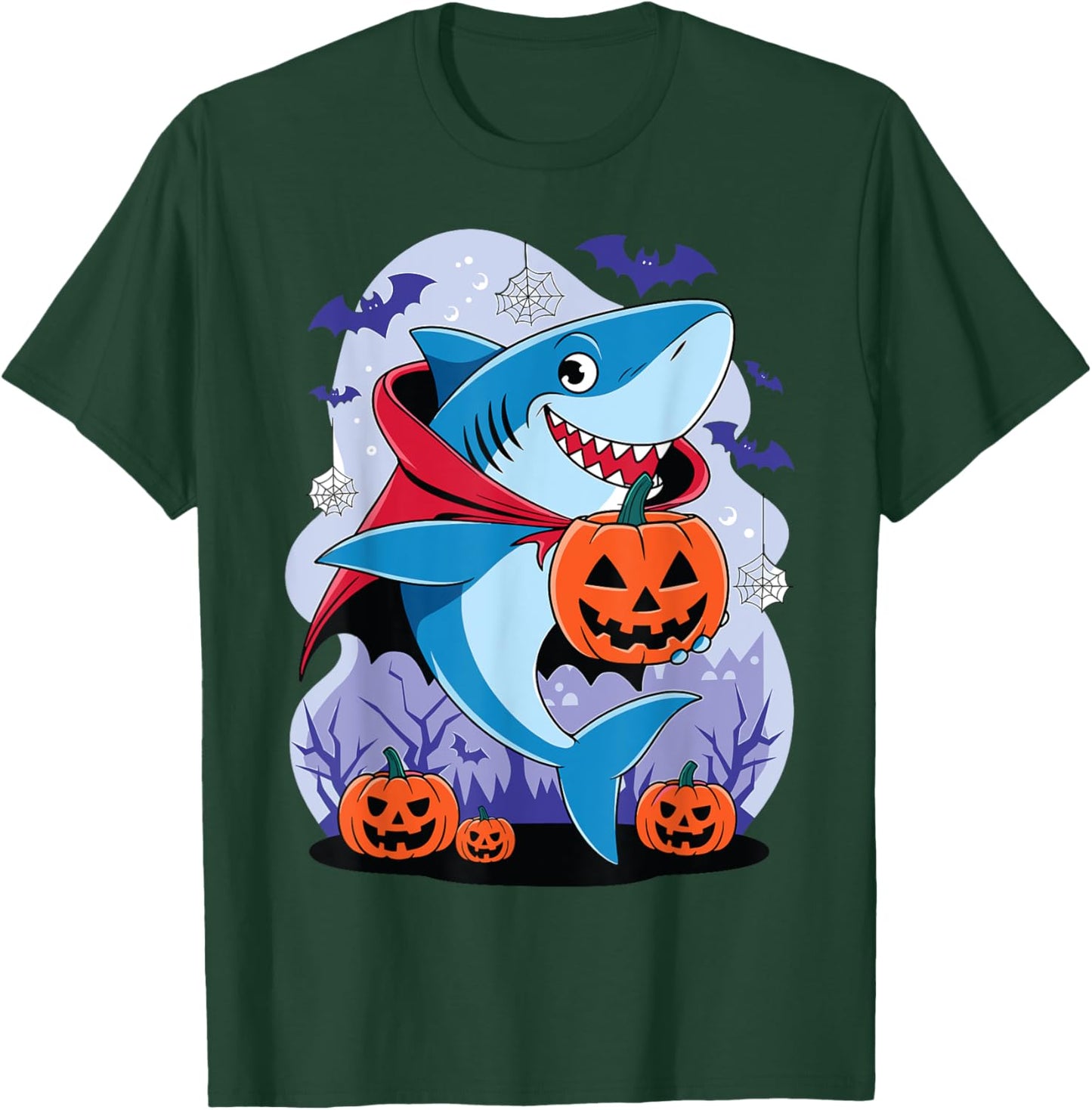 Shark Halloween Shark Pumpkin Shark Costume Halloween Funny T-Shirt - T-Shirt | Forest