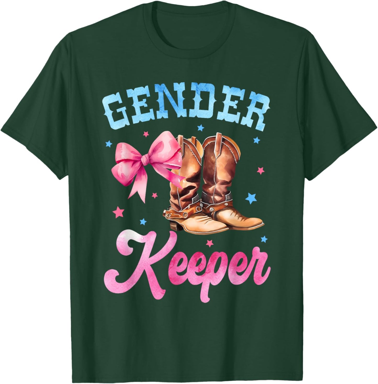Boots or Bows Gender Reveal Decorations Keeper of the Gender T-Shirt - T-Shirt | Forest