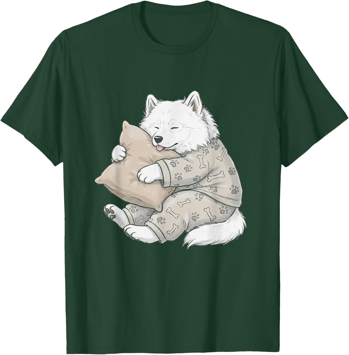 Funny Sleepy Samoyed Pajama Men Women Kids T-Shirt - T-Shirt | Forest