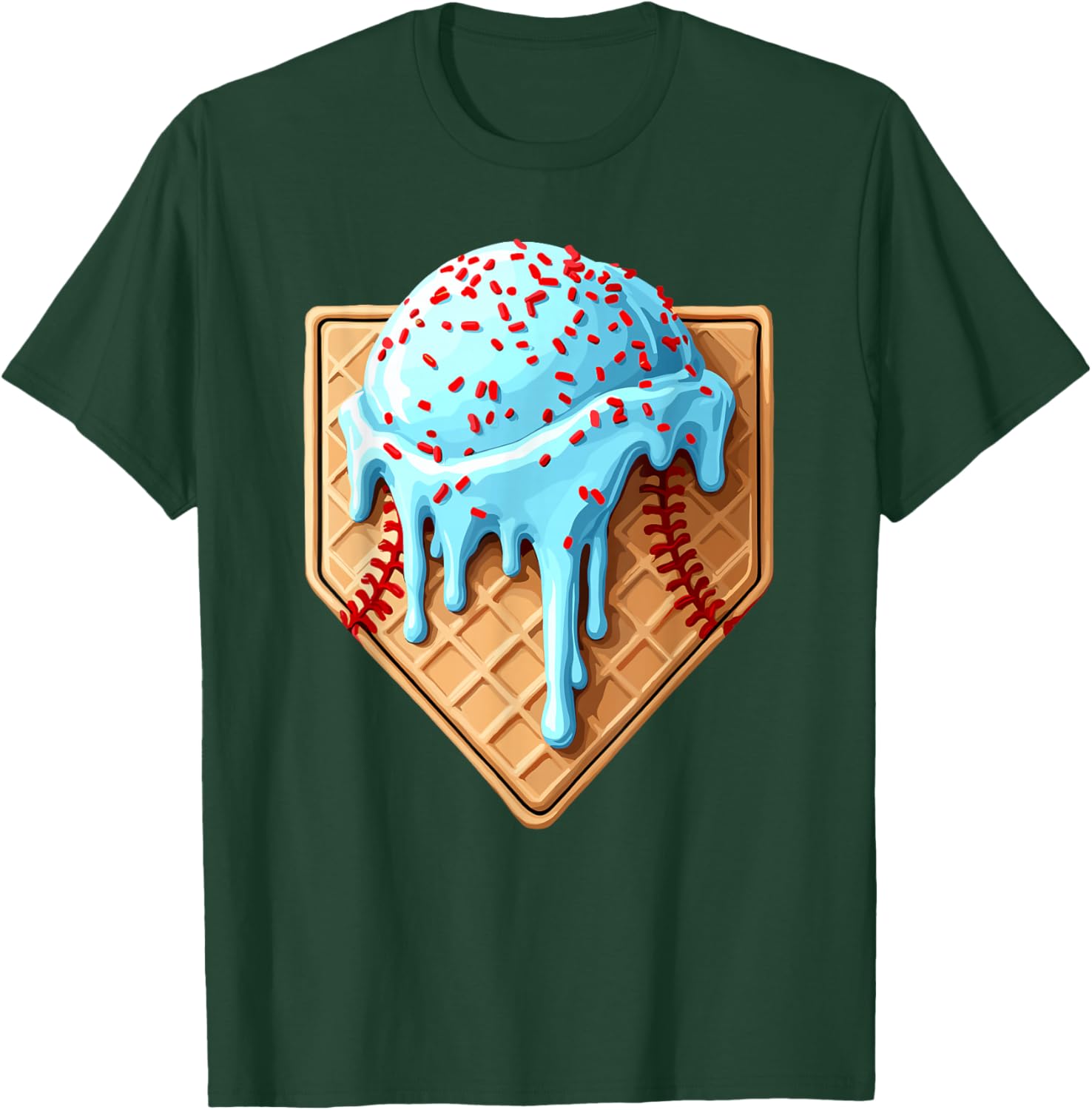 Ice Cream Baseball Drip Home Plate Dripping T-Shirt - T-Shirt | Forest