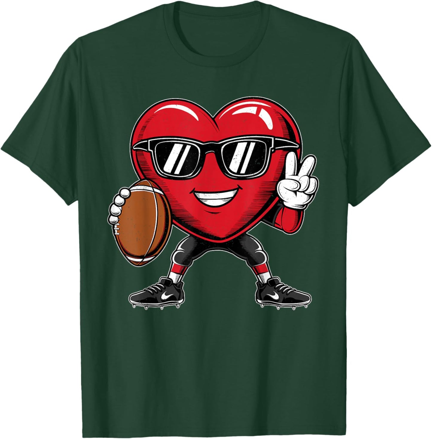 Valentine's Day Heart Playing Football Boys Girls Kids T-Shirt - T-Shirt | Forest