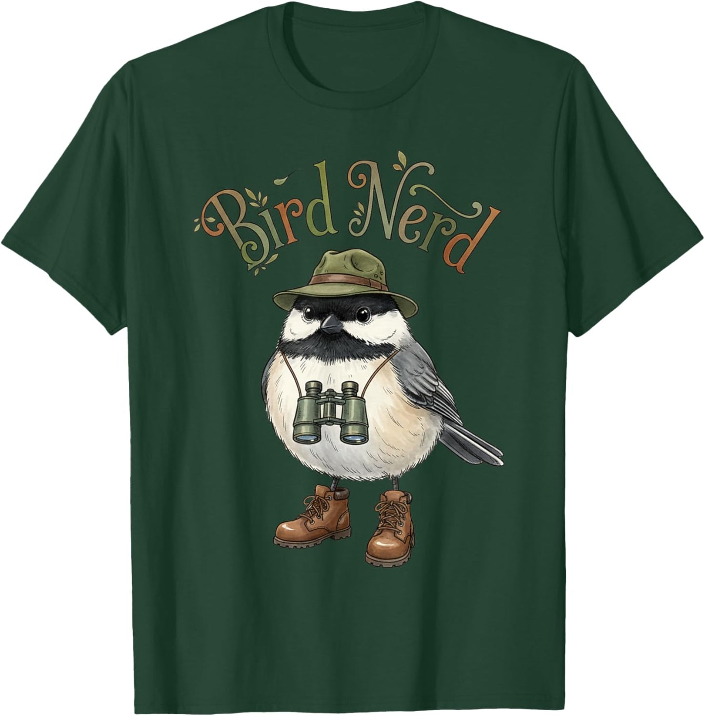 Bird Nerd Black Chickadee Bird Watching Birding Birders T-Shirt - T-Shirt | Forest