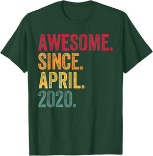Awesome Since April 2020 6th Birthday 6 Years Old - Retro T-Shirt - T-Shirt | Forest