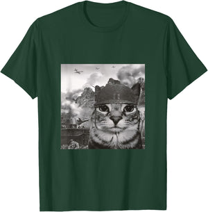 War Cat in The Battlefield, Kitten Soldier Selfie in Battle T-Shirt - T-Shirt | Forest