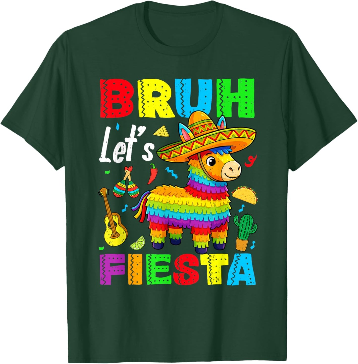 Bruh Lets Fiesta Pinata 5 Cinco De Mayo Boys Kids Mexican T-Shirt - T-Shirt | Forest
