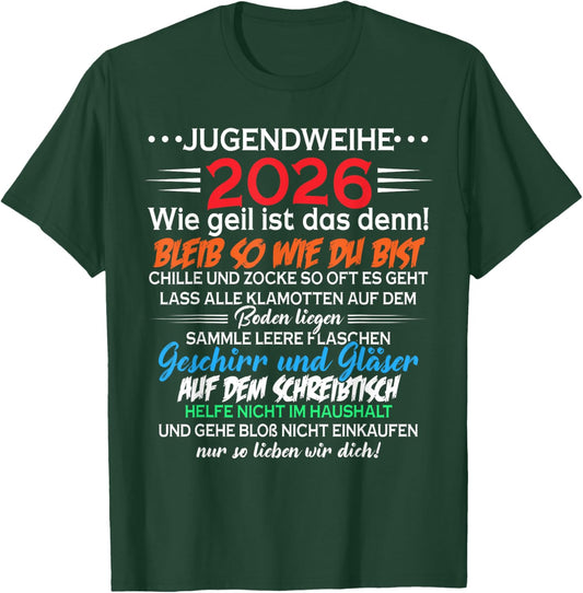 Jugendweihe 2026 | Lustiges Spruch Design Geschenk T-Shirt - T-Shirt | Forest