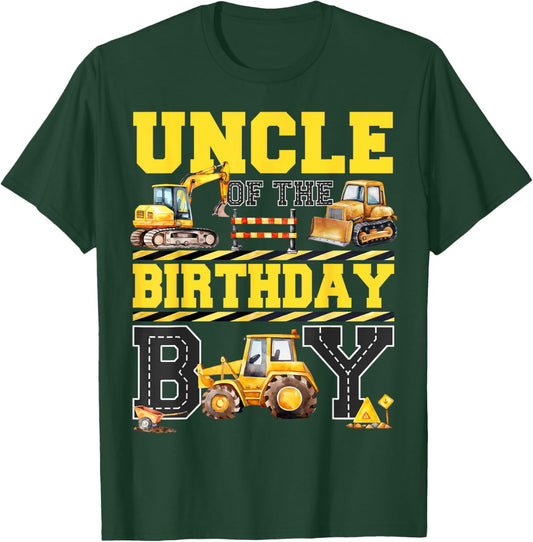 Uncle Of The Birthday Digger for Boy Excavator Builder Bday T-Shirt - T-Shirt | Forest