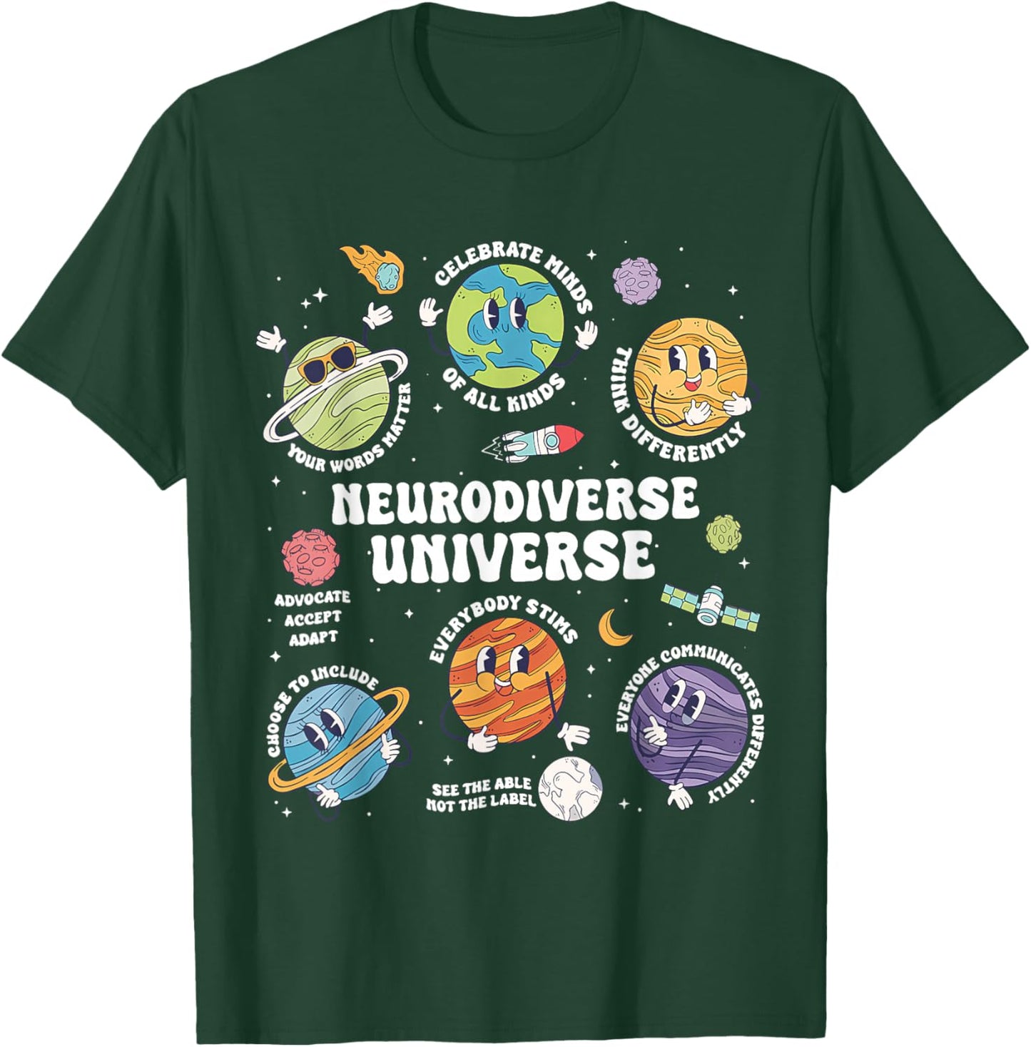 Neurodiverse Universe Special Education Autism Awareness T-Shirt - T-Shirt | Forest