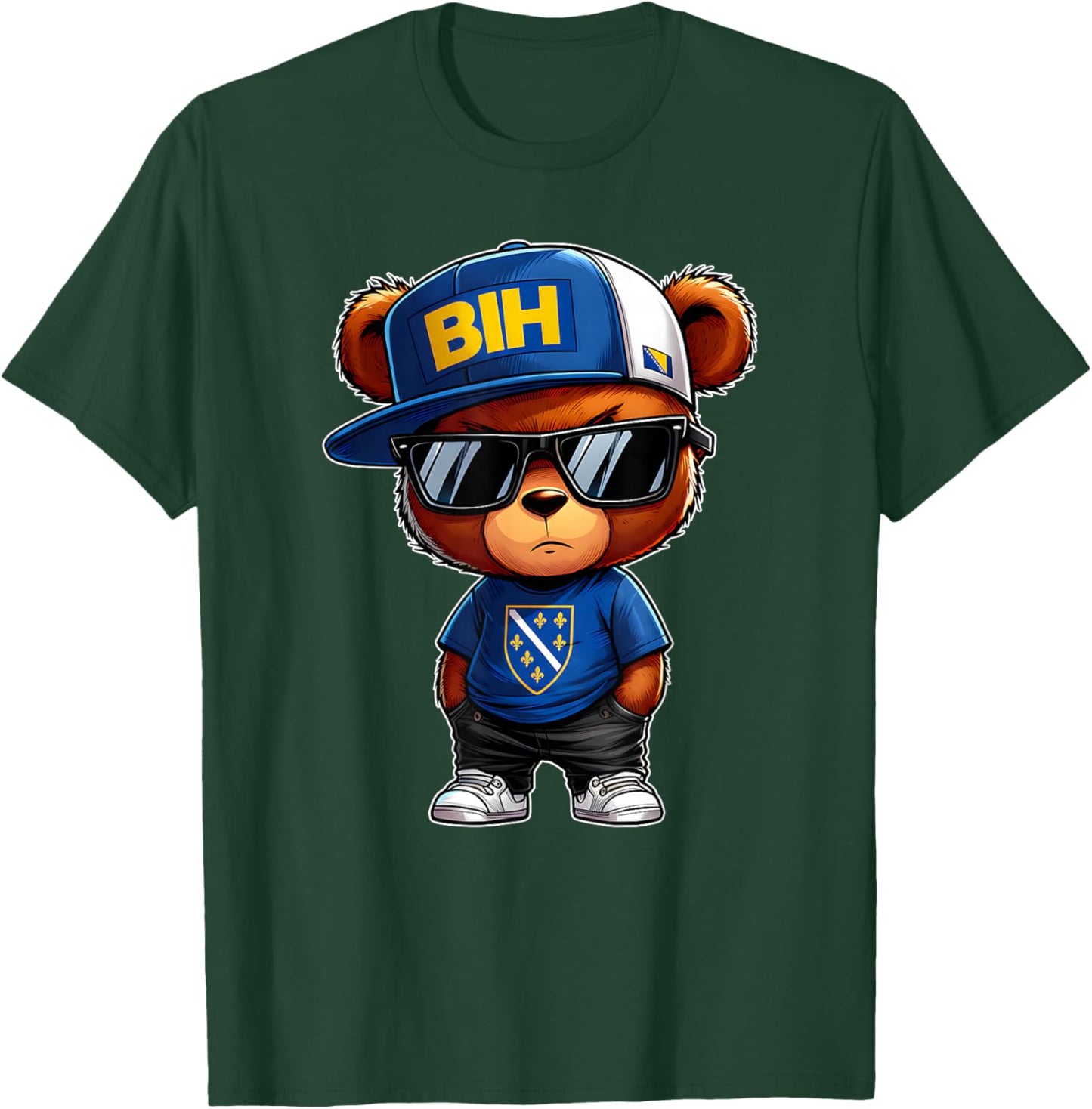 Niedlicher Teddybär mit bosnischer Flagge Bosniens T-Shirt - T-Shirt | Forest
