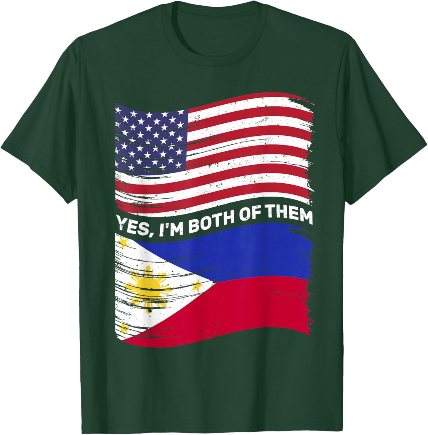 Half American Half Filipino USA Philippines Flag Mixed Kids T-Shirt - T-Shirt | Forest