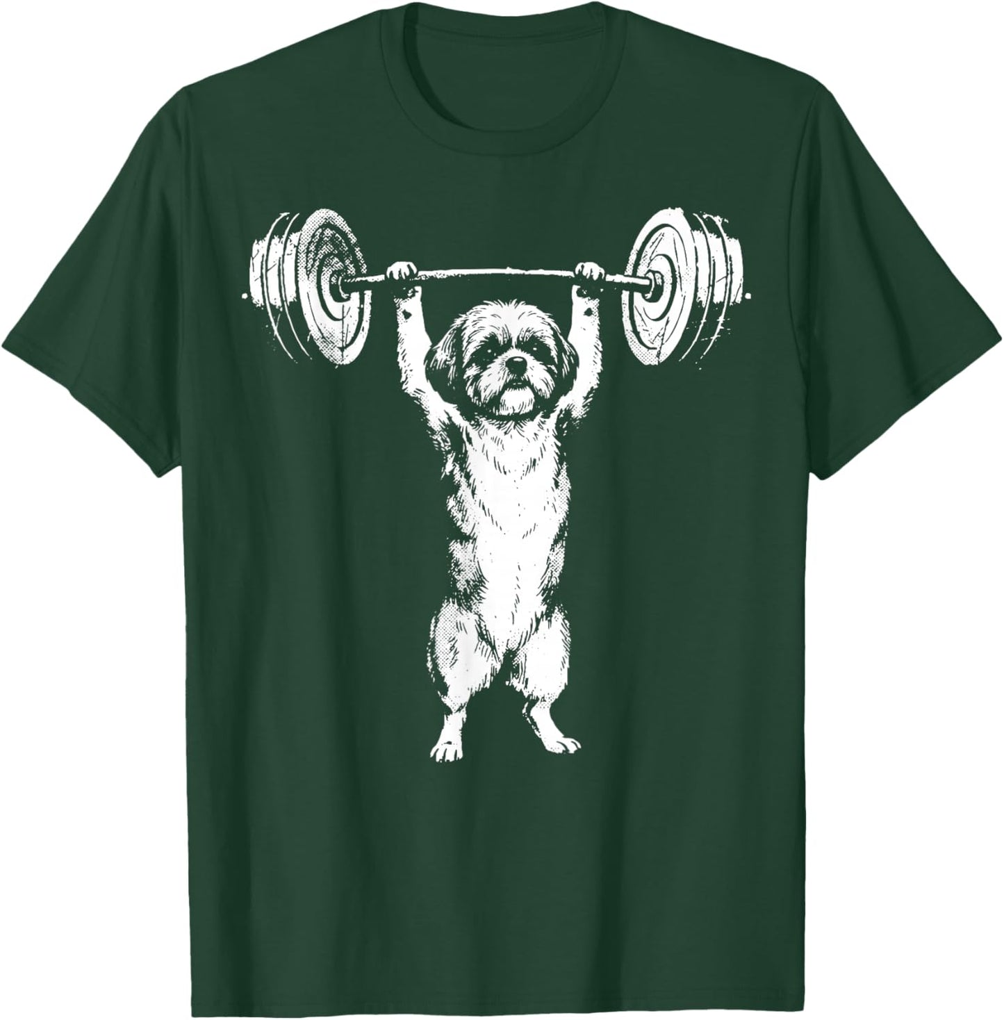 Shih Tzu Weightlifting T-Shirt - T-Shirt | Forest