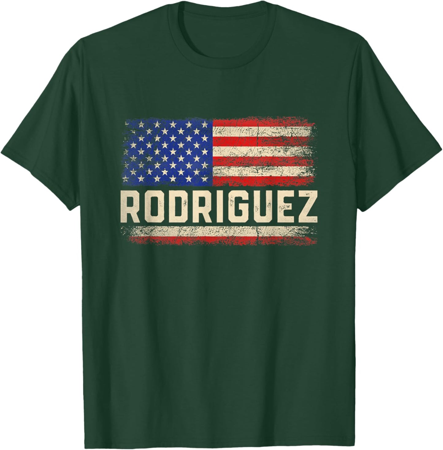 Rodriguez Last Name Shirt Rodriguez Name American Flag Women Kids Men T-Shirt - T-Shirt | Forest