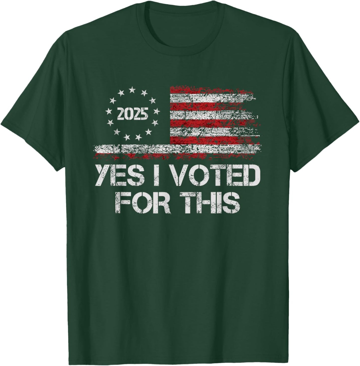 Yes I Voted For This Retro Vintage American Flag T-Shirt - T-Shirt | Forest