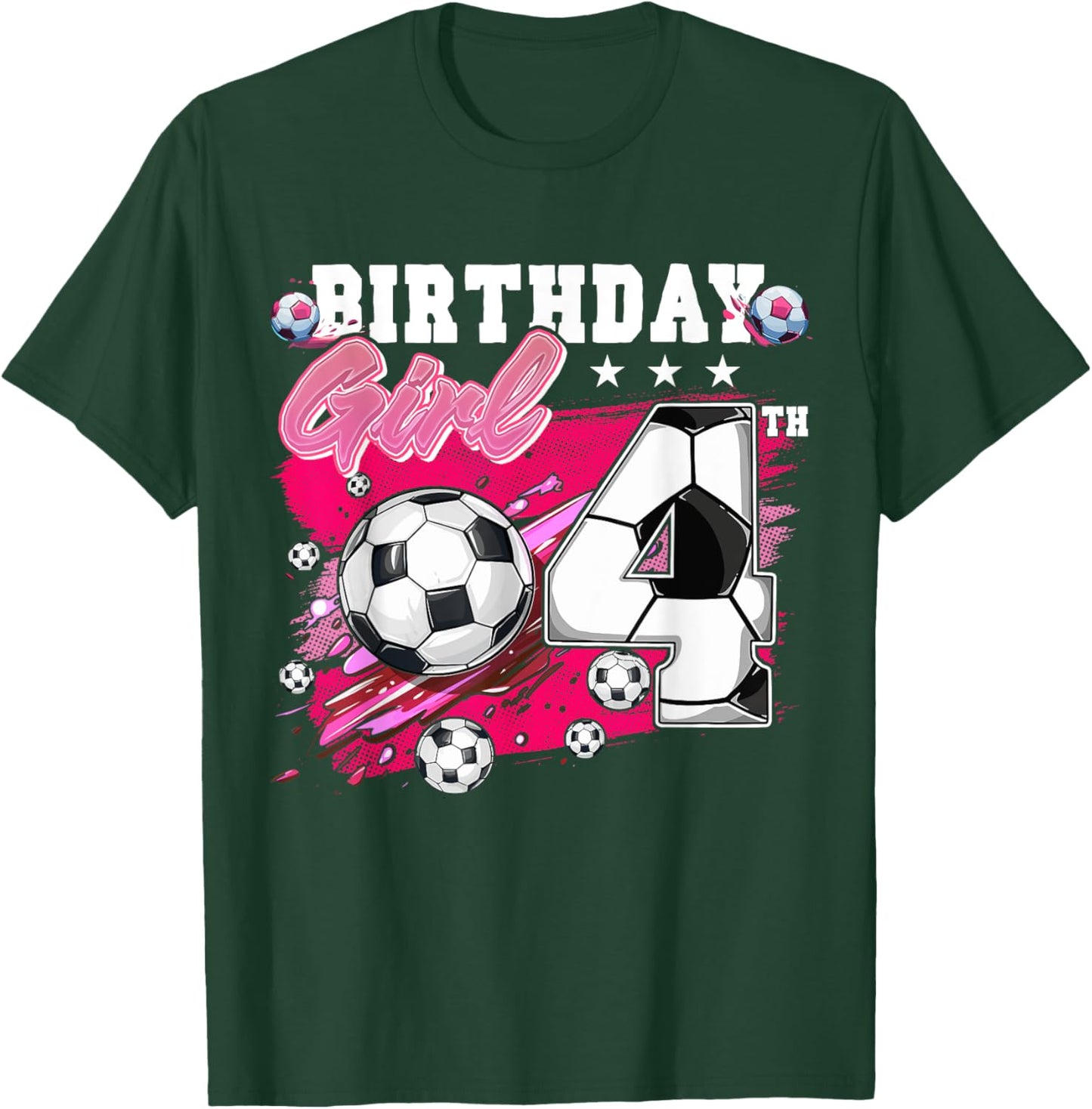 Funny Soccer Birthday 4 Year Old 4th Birthday Girl Soccer T-Shirt - T-Shirt | Forest