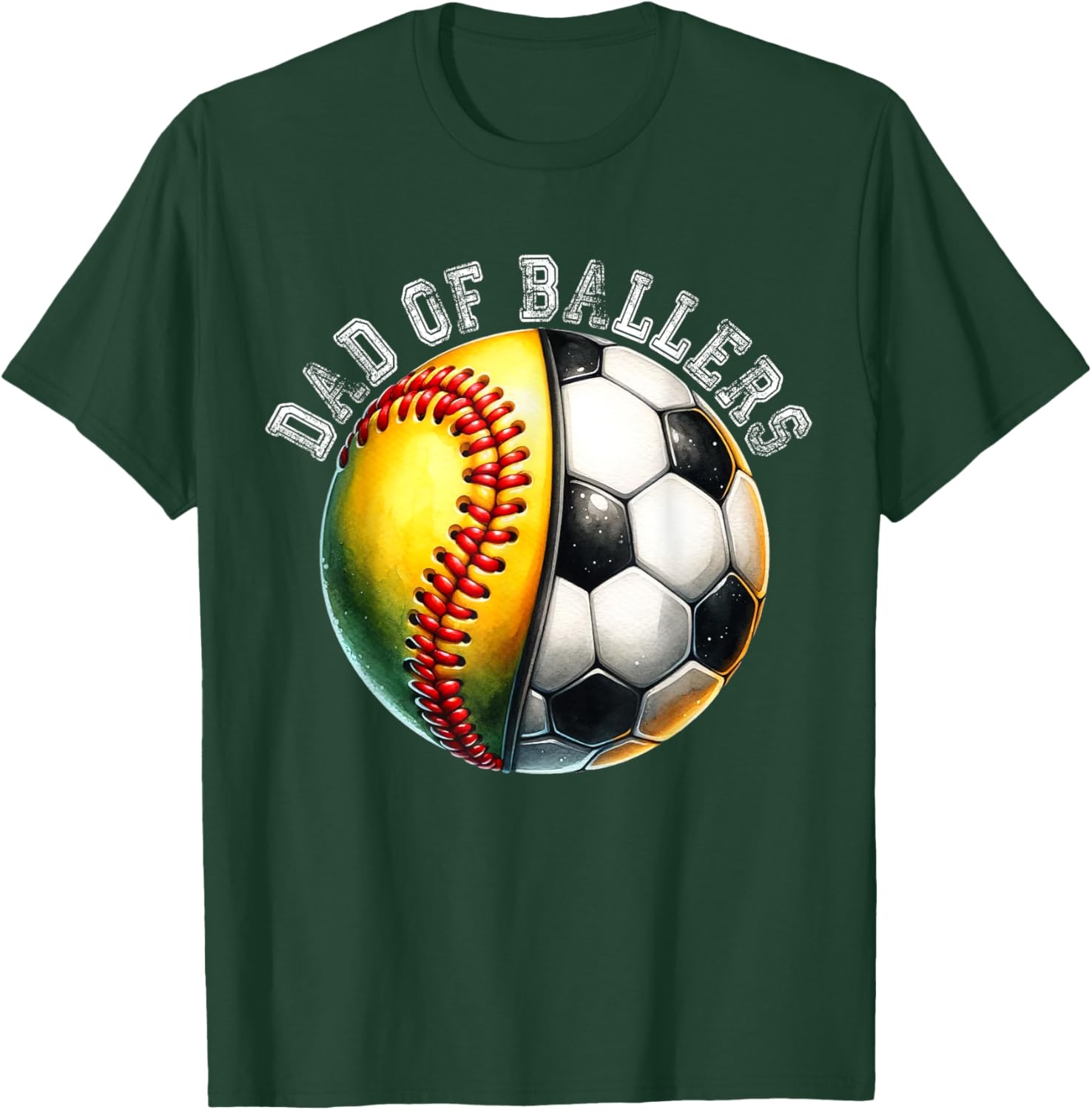 Dad of Ballers Softball Soccer Player Coach Father's Day T-Shirt - T-Shirt | Forest