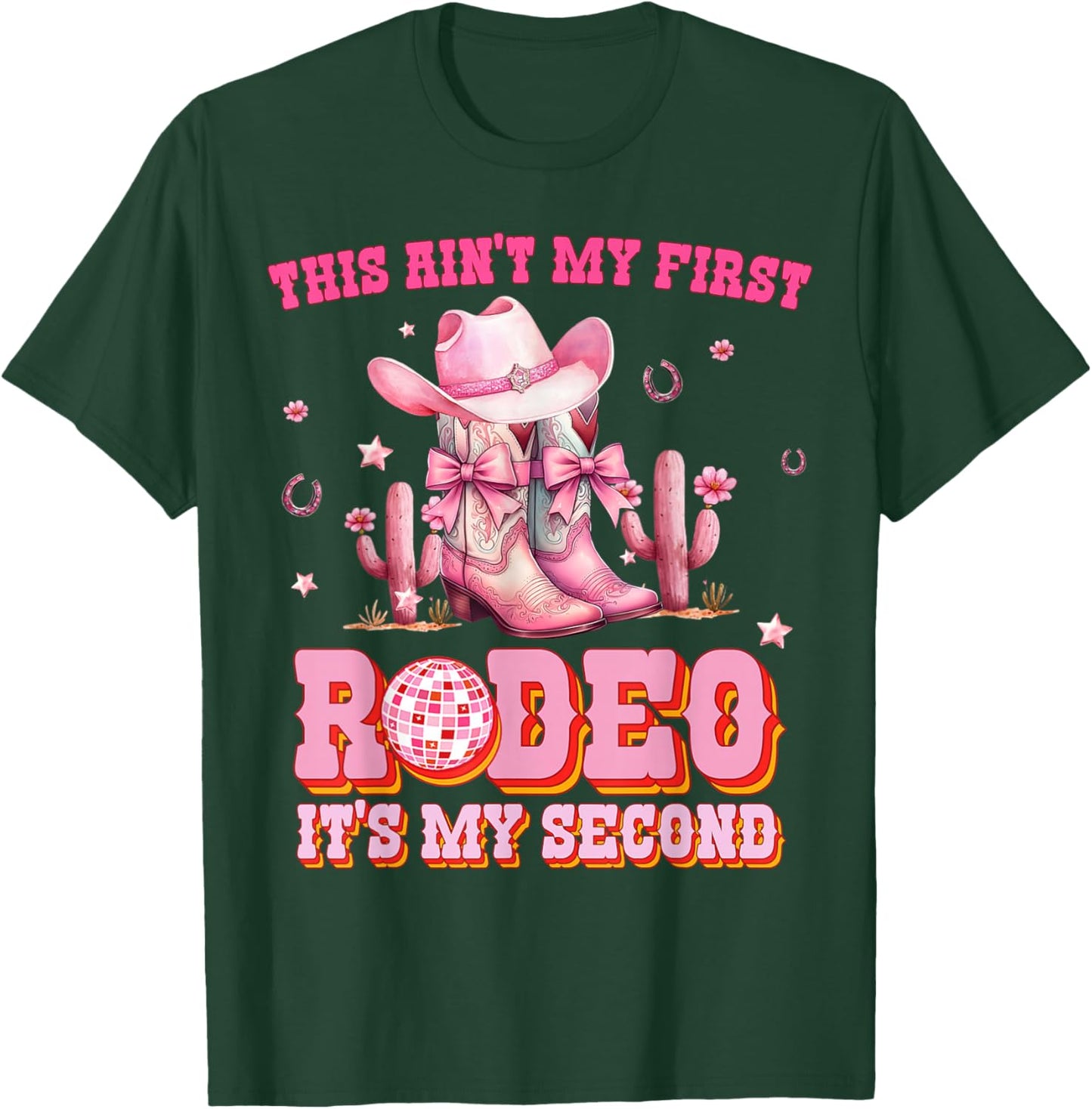 Kids Western 2nd Birthday Girl Rodeo Cowgirl Coquette Bow T-Shirt - T-Shirt | Forest