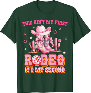Kids Western 2nd Birthday Girl Rodeo Cowgirl Coquette Bow T-Shirt - T-Shirt | Forest