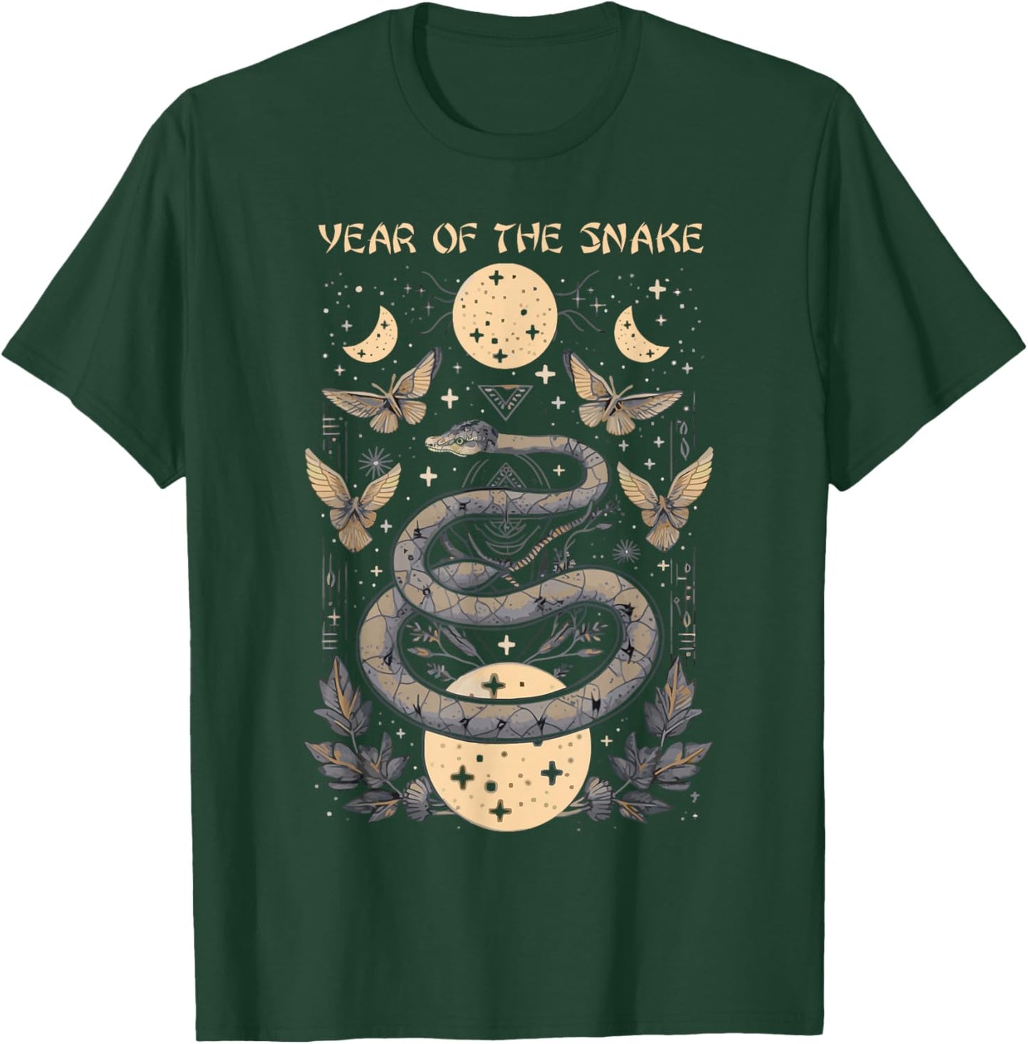 Celebrate Chinese New Year of the Snake 2025 Moon Butterfly T-Shirt - T-Shirt | Forest