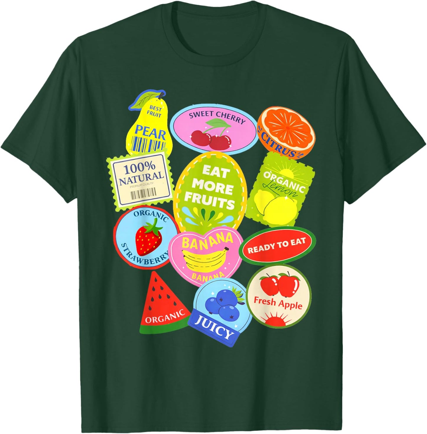 Fruit Stickers Sweet Summer Eat More Fruits Funny T-Shirt - T-Shirt | Forest