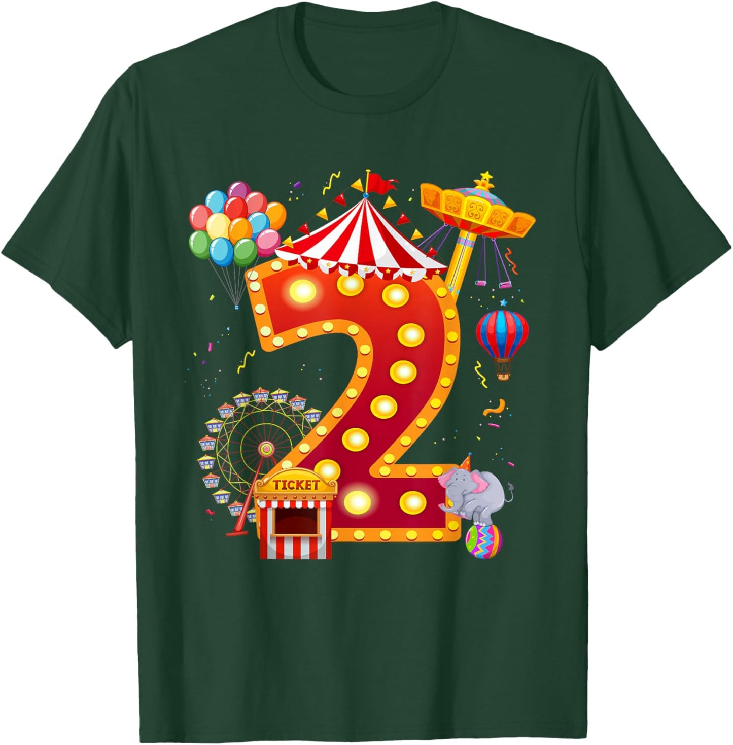 2 Year Old Carnival Circus Lover 2nd Birthday Party T-Shirt - T-Shirt | Forest
