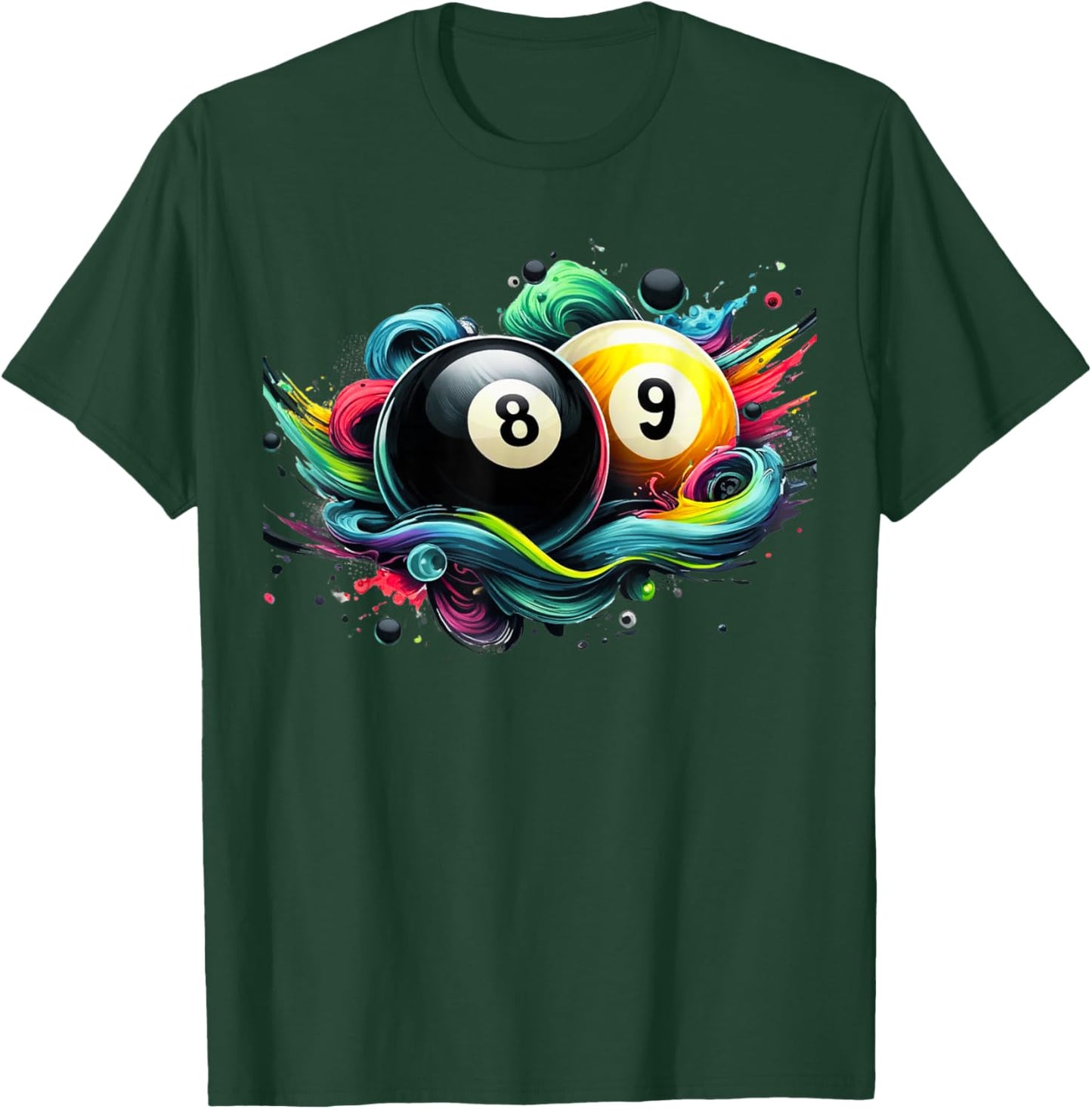 Billiards Pool Player 8 Ball 9 Ball Paint Art Billiard Balls T-Shirt - T-Shirt | Forest