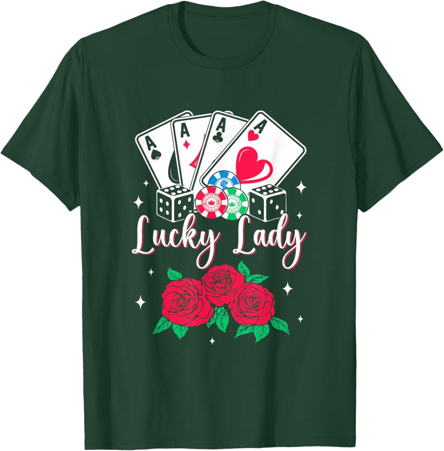Lucky Lady Poker Player Gambling Casino Design Women T-Shirt - T-Shirt | Forest