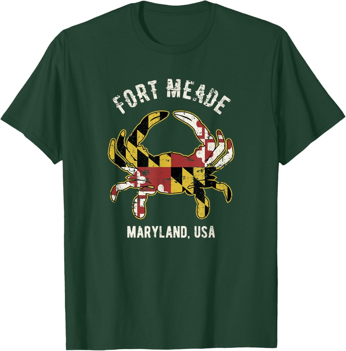 Fort Meade Maryland USA Crab Vintage Distressed Style Design T-Shirt - T-Shirt | Forest