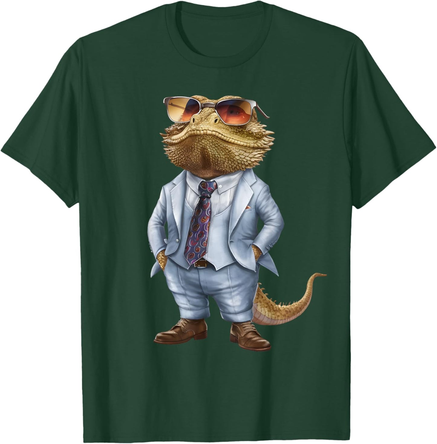 Men Woman Bearded Dragon In Suit Bearded Dragon T-Shirt - T-Shirt | Forest