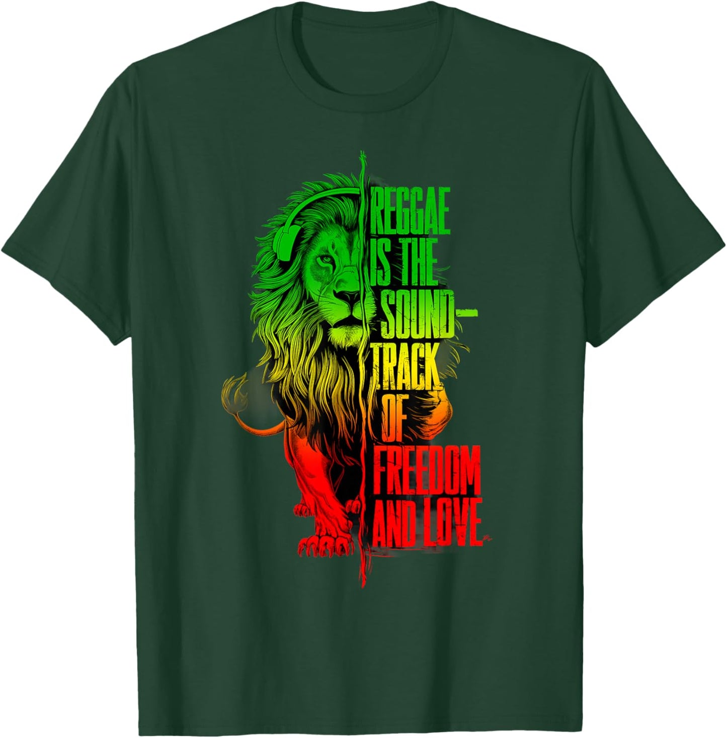 Rasta Reggae Lion Of Judah Reggae Music Headphones T-Shirt - T-Shirt | Forest