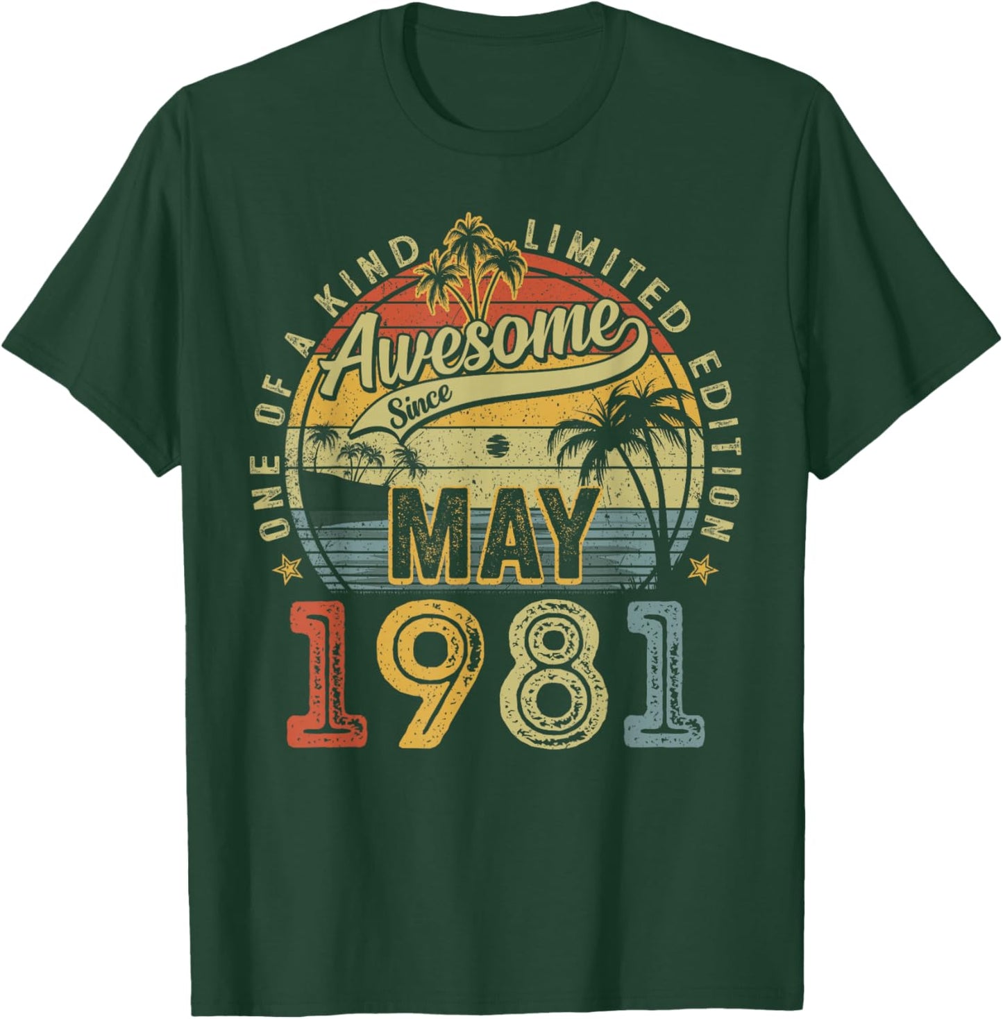 45 Year Old Awesome Since May 1981 45th Birthday Men Women T-Shirt - T-Shirt | Forest