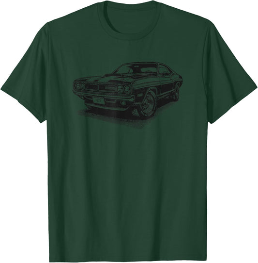Classic American Muscle Car Retro Vintage 60s 70s Car Lover T-Shirt - T-Shirt | Forest