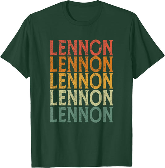 Retro Custom First Name Lennon T-Shirt - T-Shirt | Forest
