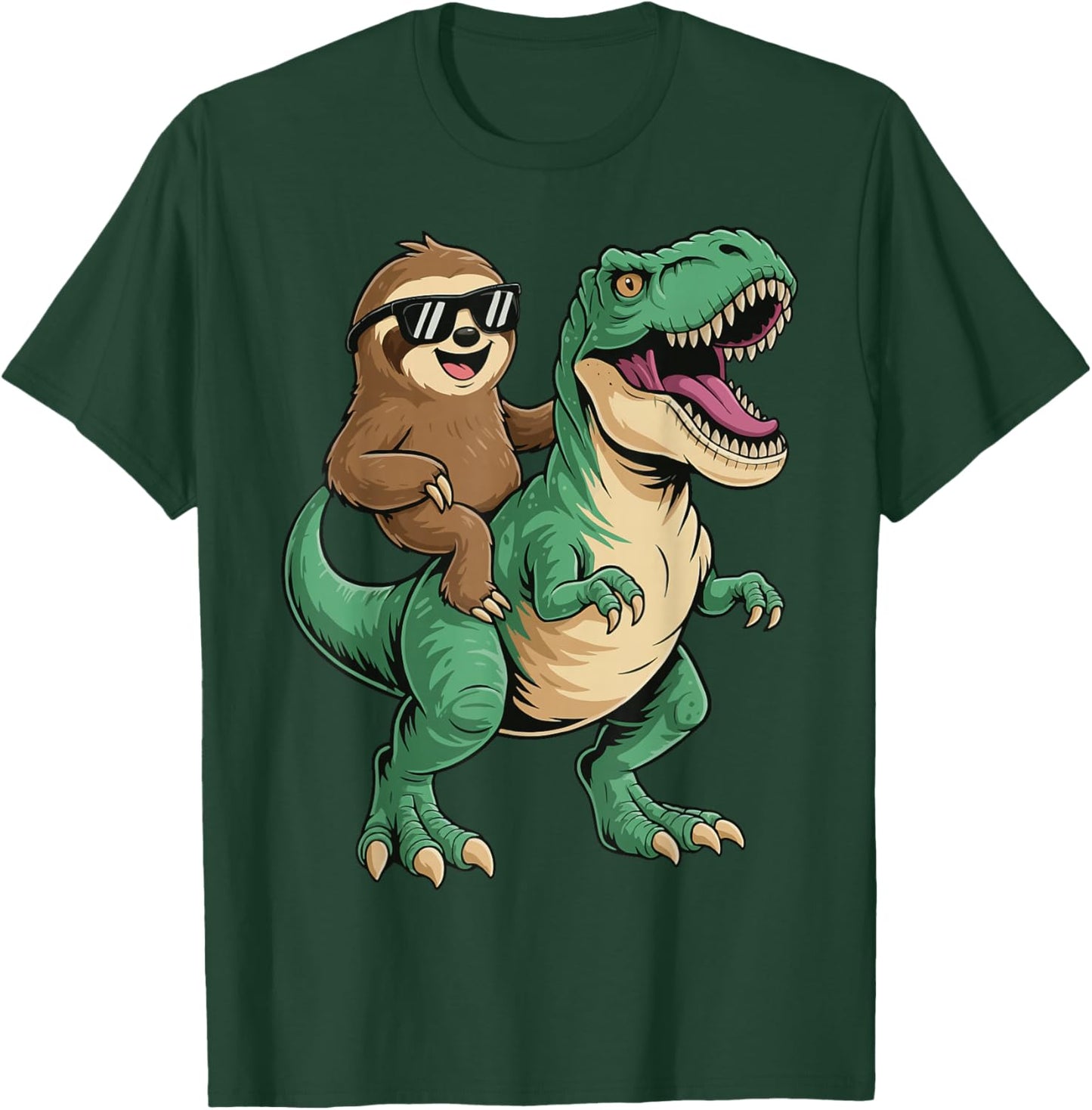 Sloth Riding T-Rex T-Shirt - T-Shirt | Forest