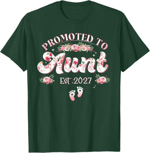 Promoted to Aunt Est 2027 Aunt to Be 1St Time Aunt T-Shirt - T-Shirt | Forest
