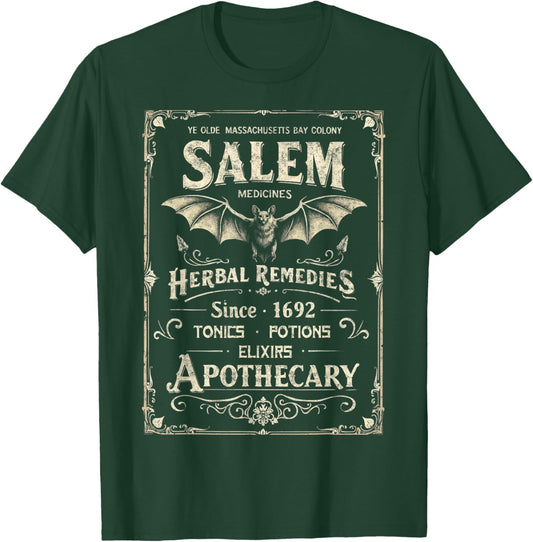 Vintage Salem 1692 Medicines Apothecary Funny Halloween T-Shirt - T-Shirt | Forest