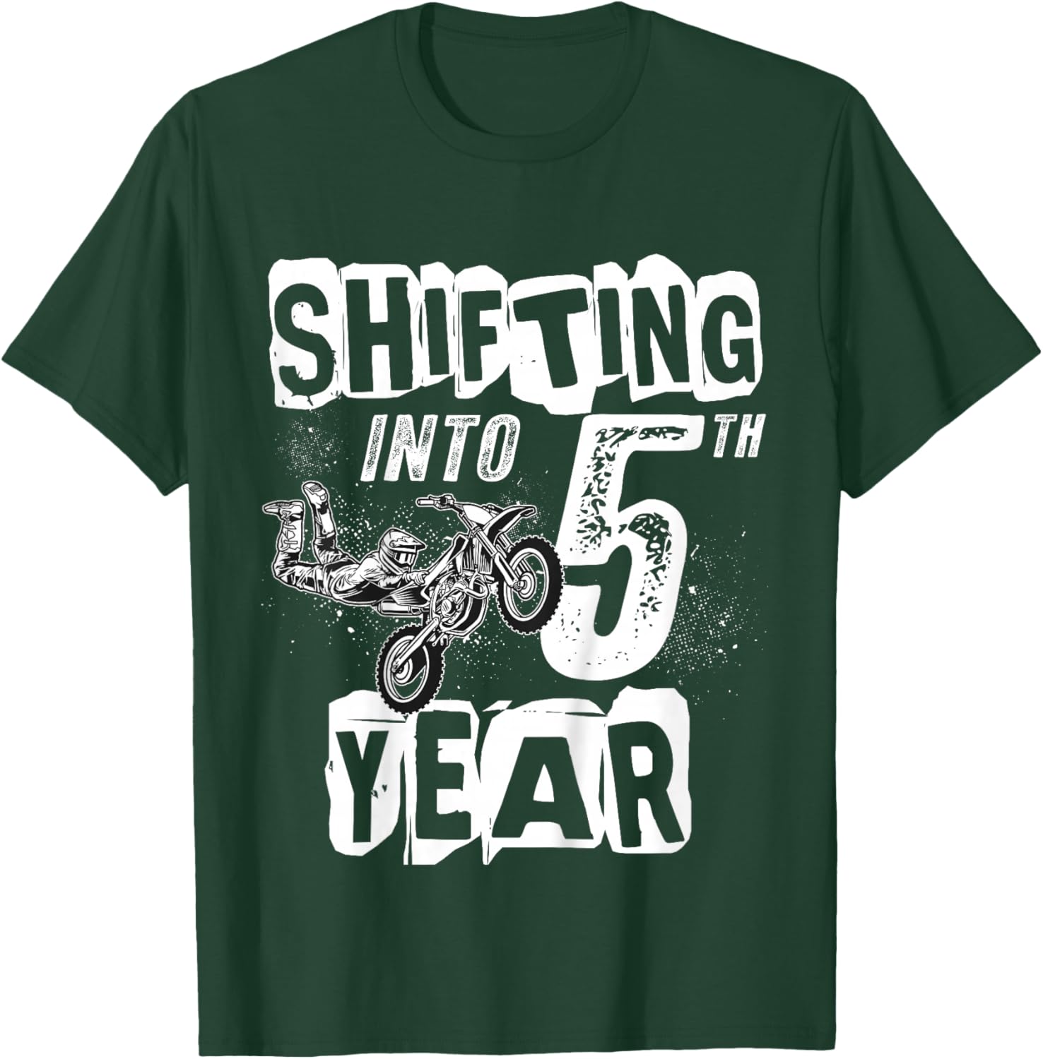 5th Birthday Party Dirt Bike Boy 5 Years Old Dirt Biker T-Shirt - T-Shirt | Forest