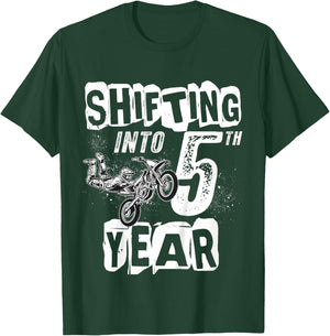 5th Birthday Party Dirt Bike Boy 5 Years Old Dirt Biker T-Shirt - T-Shirt | Forest